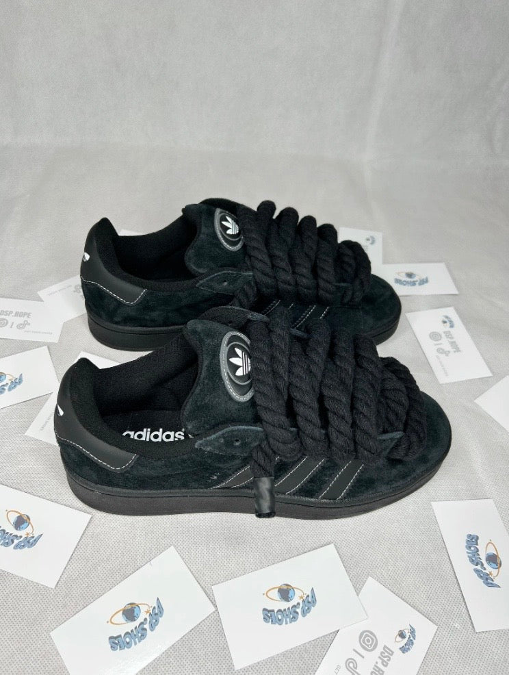 All Black Adidas Campus 00s Rope Laces