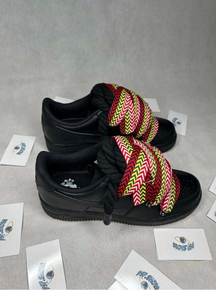 AF1 Rope Laces All Black Lanvin Red