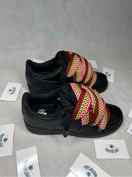 AF1 Rope Laces All Black Lanvin Red
