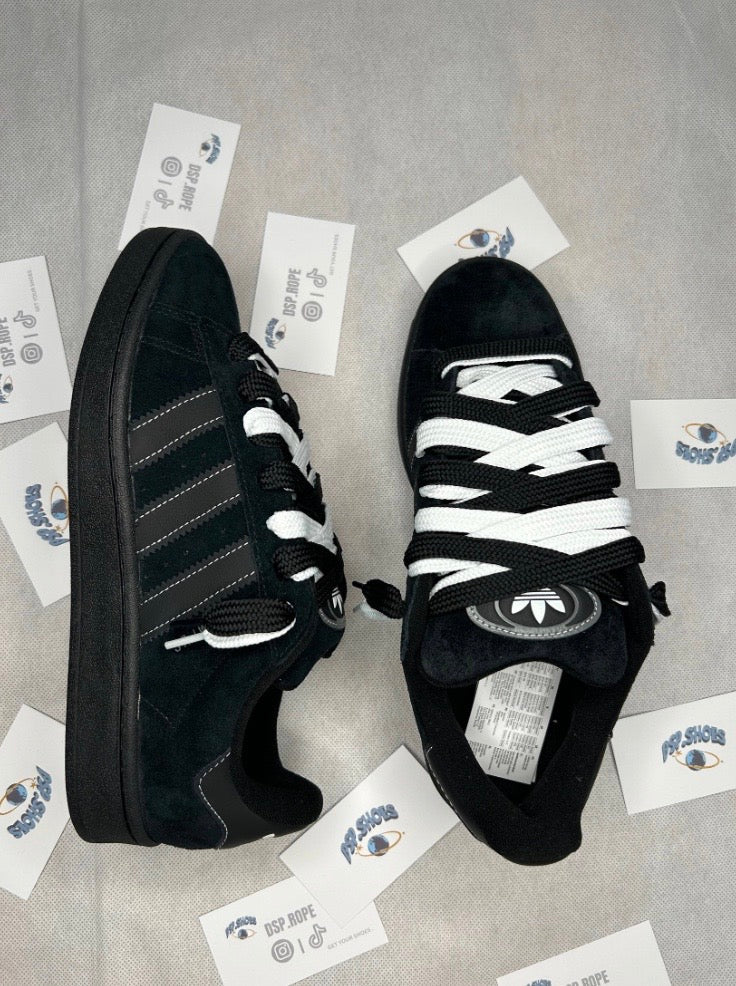 All Black Adidas Campus 00s Double Laces